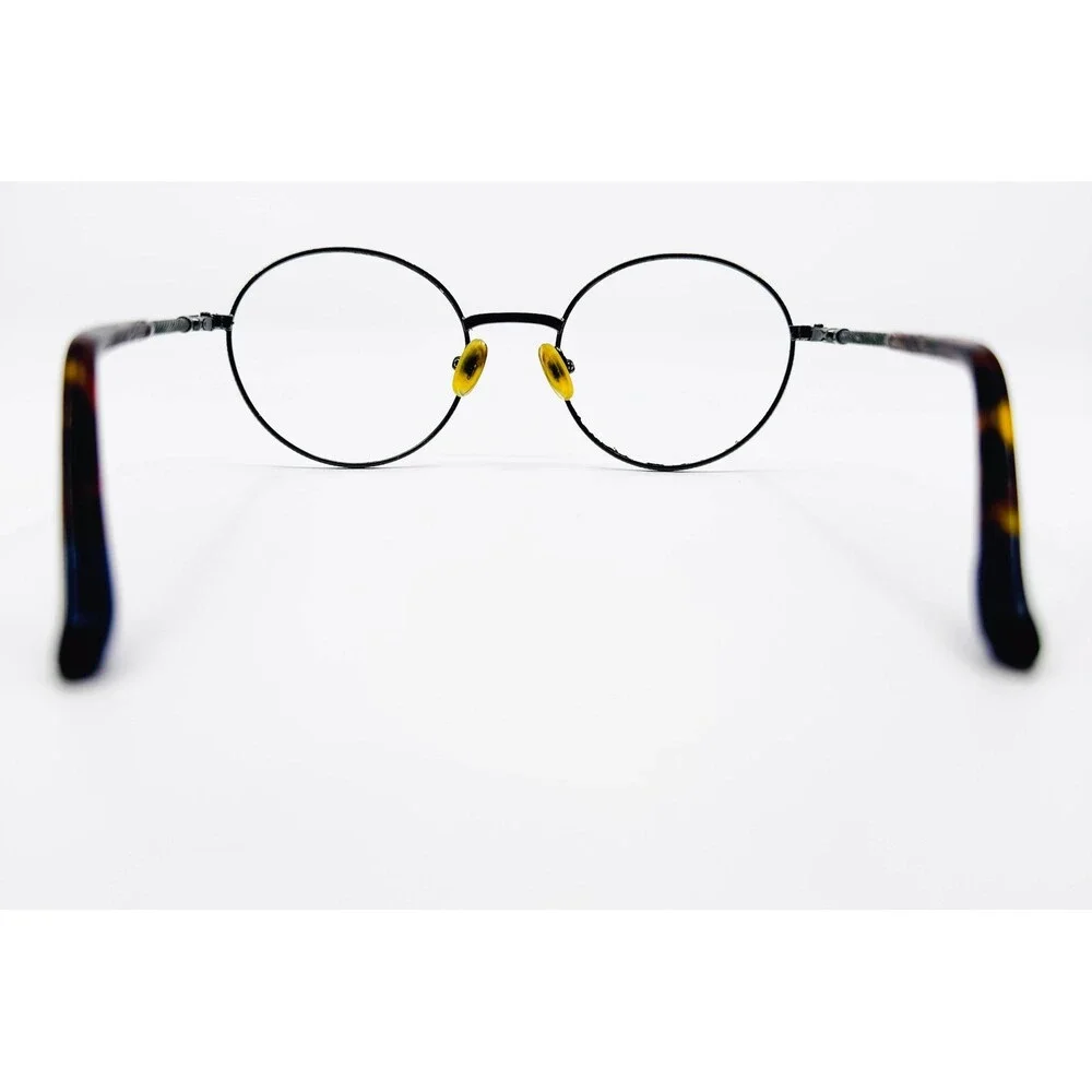 Unbranded Round Eyeglasses Mens Womens Black Gunmetal Textured Frames 0618 48mm